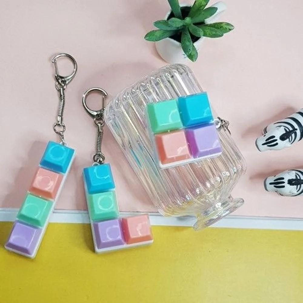 3 Stück) Pastell Tastenkappe Schlüsselanhänger, Clicky Tastenkappe Schlüsselanhänger, Taschenanhänger, Stressabbau