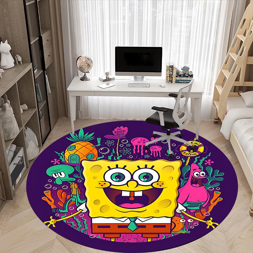 1pc Sponge Bob Chair Carpet for Office Non Slip, Machine Washable Rug for Office, Room Holiday Decor for Christmas, Birthday Polyester
