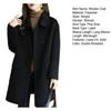 Warm Winter Woolen Coat Double Breasted Lapel Midlength Solid Color Women Overcoat Loose Fit Thickened Flap Pockets Autumn