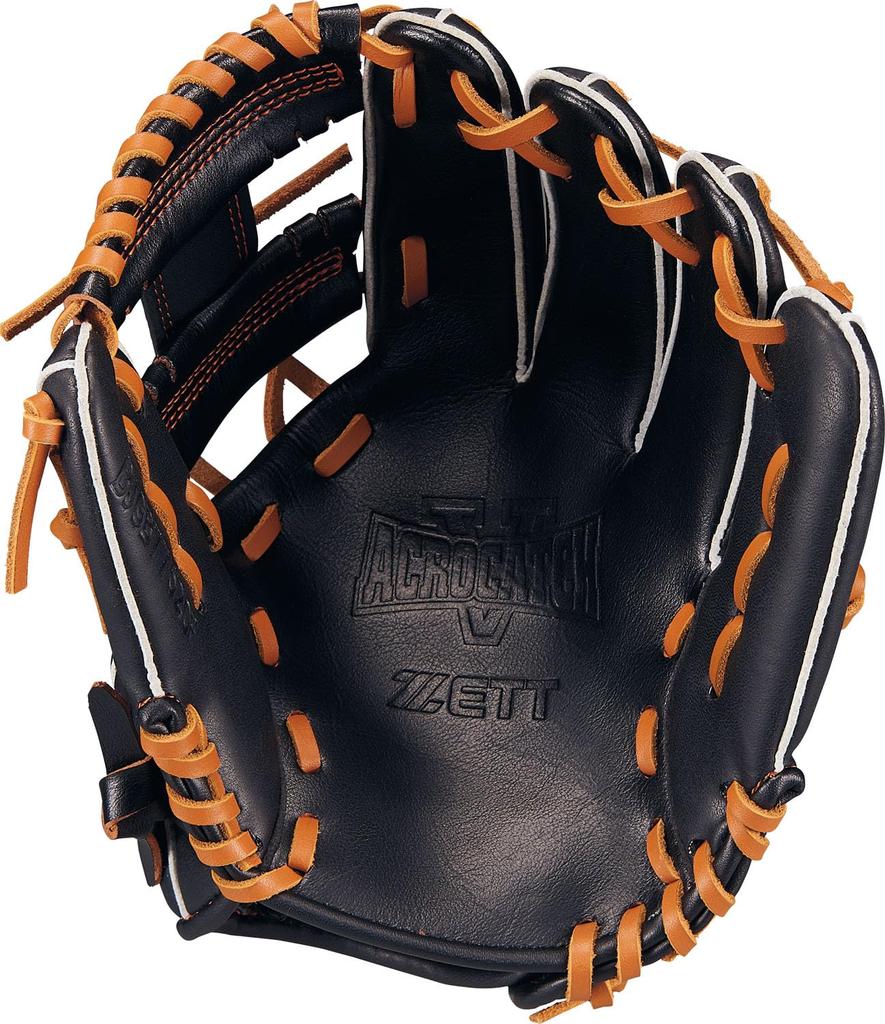 ZETT AcroCatch Youth Baseball Size Black x Oak Brown BJGB77520F Glove, All-Around, Left-Handed Throw, Small, (1936),