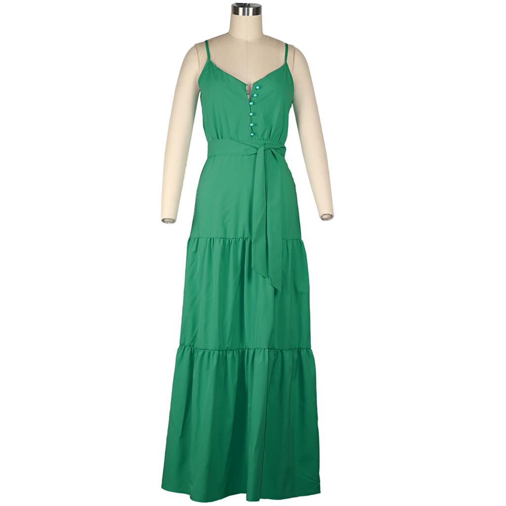 Fashion Women Summer Boho Sleeveless Strappy V-neck Bandage Party Beach Dress