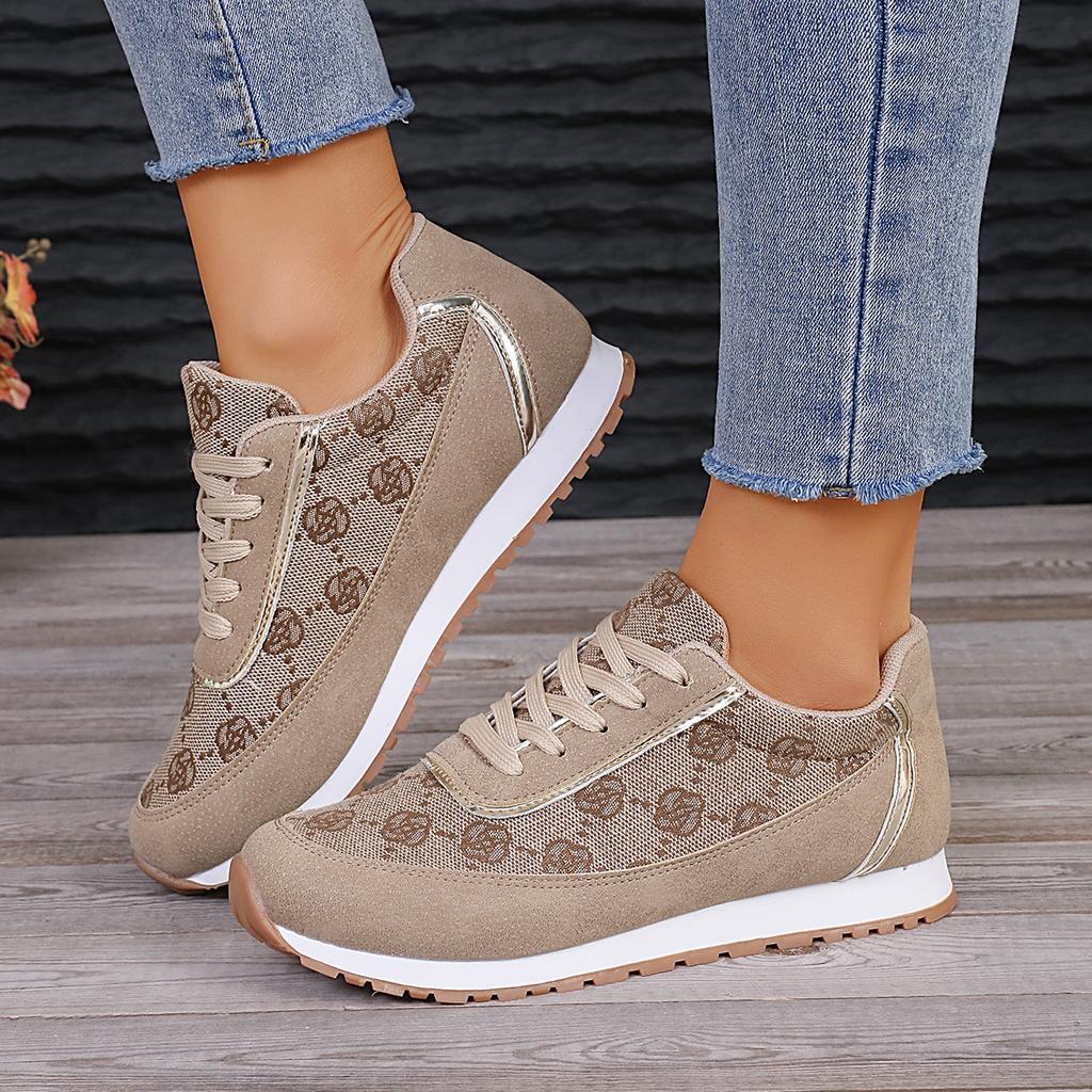 Hiking Shoes Women'S Large Size Flower Lace-Up Color Matching Breathable Women'S Casual Sports Shoes