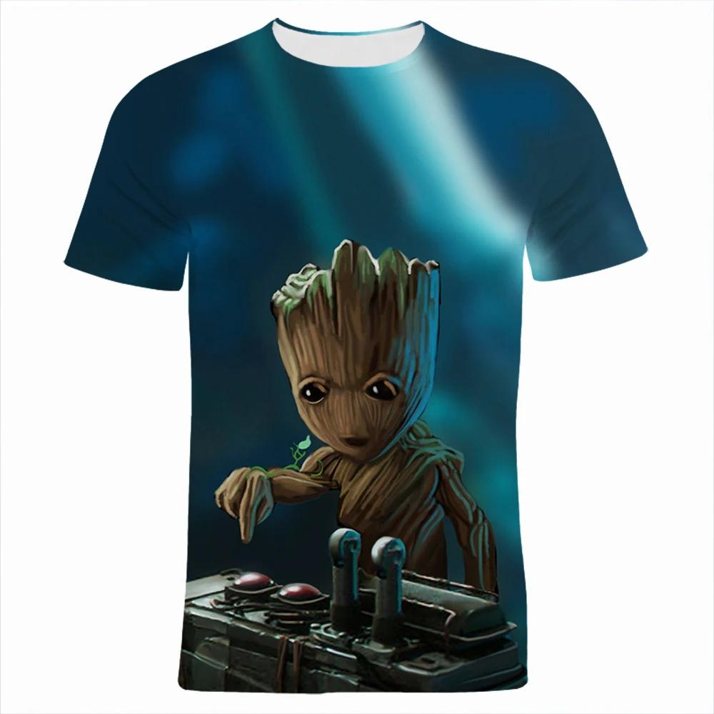 2026 Galaxy Guardians Groot T-shirt Children's Cartoon Anime 3D Fashion T-shirt Top Clothing Anime Clothing