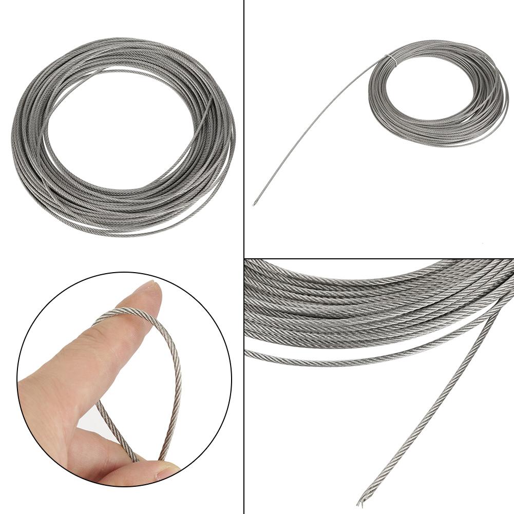 1Pc 20m 304 Stainless Steel Cable Wire Rope Hard Steel Wire for Fishing Lifting 2.5mm