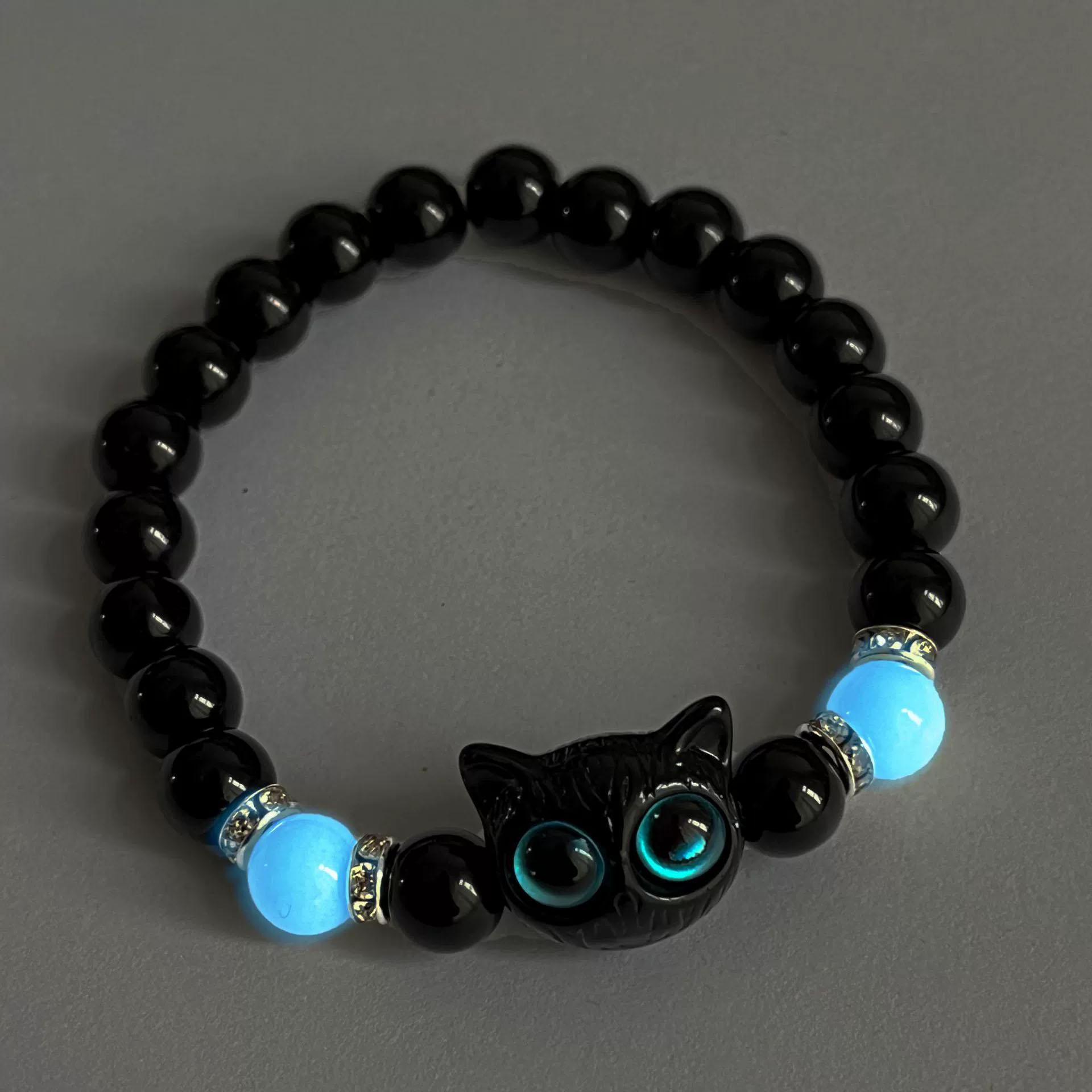 

Модный светящийся браслет с изображением кошки для влюбленных чёрный