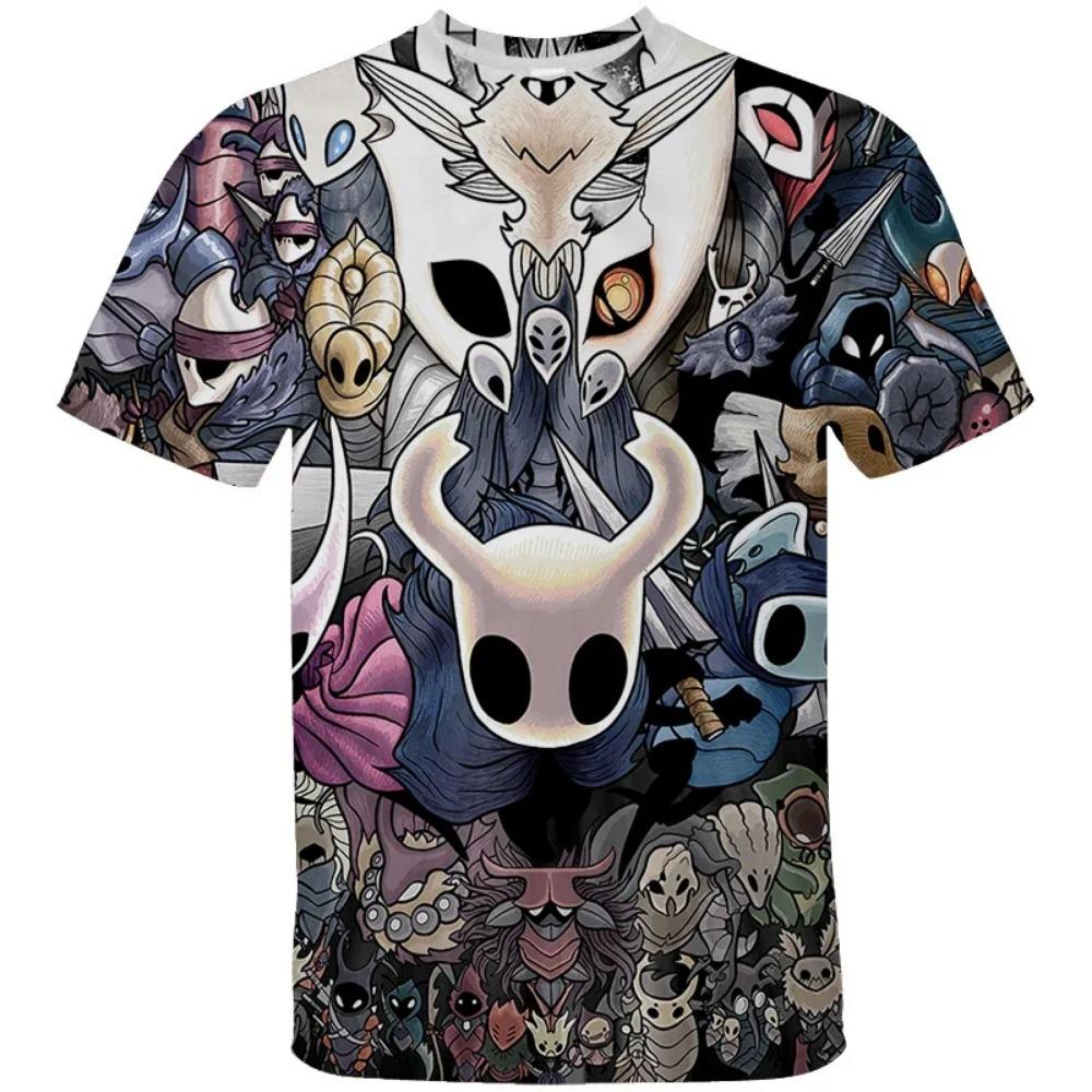

Модна чоловіча та жіноча футболка Мультяшна футболка з 3D-принтом Hollow Knight Вільна з коротким рукавом Вуличний одяг Літній повсякденний дитячий топ Одяг L
