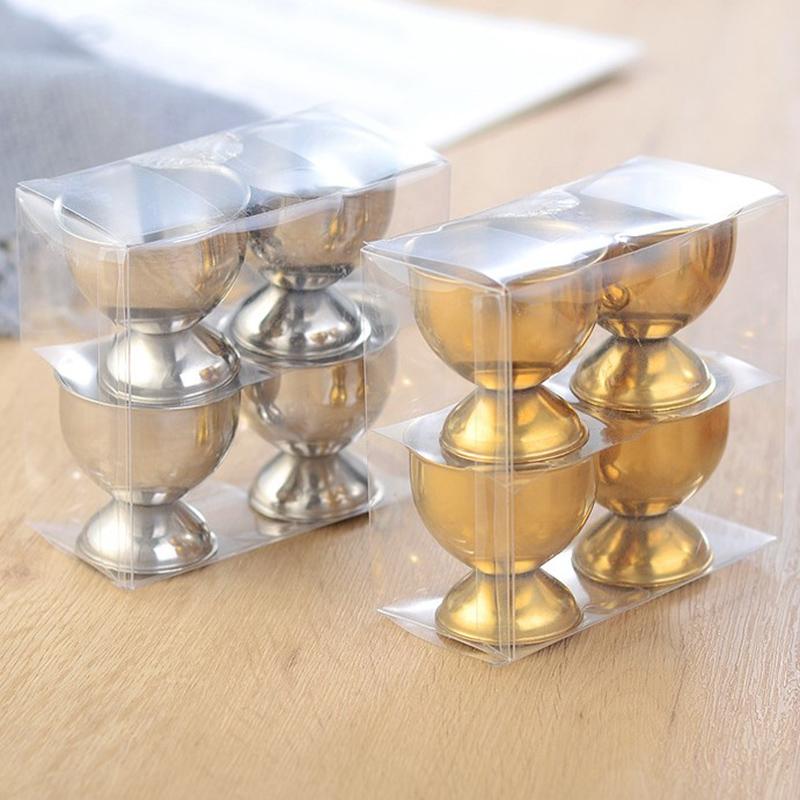 4Pcs Stainless Steel Soft Boiled Egg Cups Holder Tabletop Cup Kitchen Tools Sets