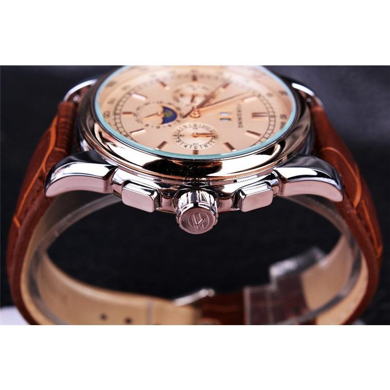 Forsining Herremote Fritid Multifunksjonell Shanghai-bevegelse Automatisk mekanisk klokke GMT912-2-A