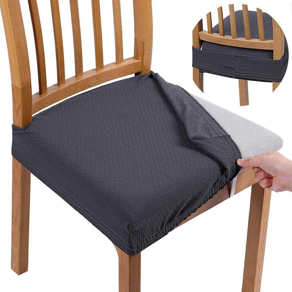 Removable Chair Seat Cover Solid Color Chair Cushion Cover Elastic Seat Protectors Restaurant