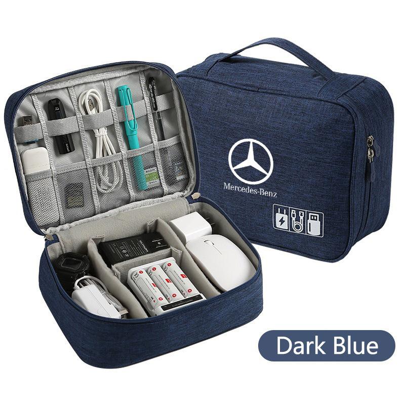 CRI1Car Logo Travel Cable Digital Electronic Storage Bag For Mercedes Benz AMG W203 W206 W220 W205 W222 W212 W201 W210 Accessories