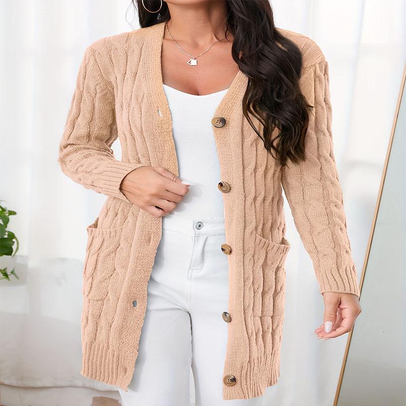 Women's Cable Knit Cardigan - Autumn/Winter Button Sweater