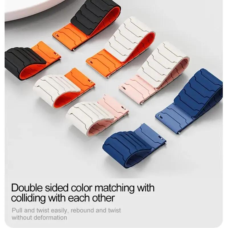 22mm Silicone Magnetic Loop For Amazfit Bip 6 5 5 Unity/GTR 2 3 4 Wristband For Amazfit Stratos/Balance/Cheetah Round/Pro Band