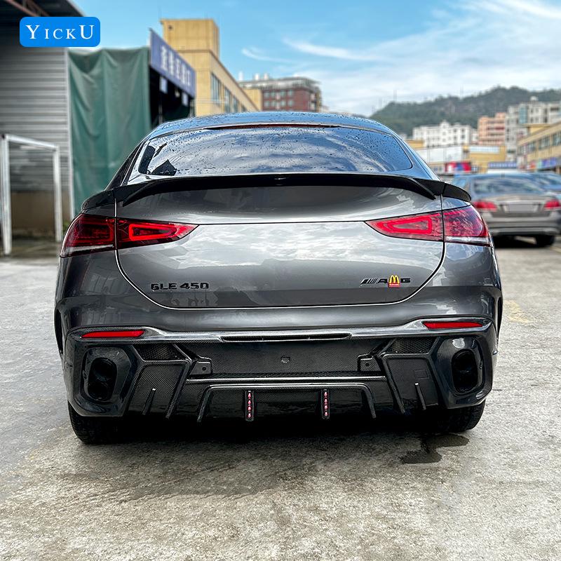 Mercedes GLE Coupe LD Style Carbon Fiber Rear Diffuser with Lights, Four-Outlet Exhaust Tips (2020-2025)