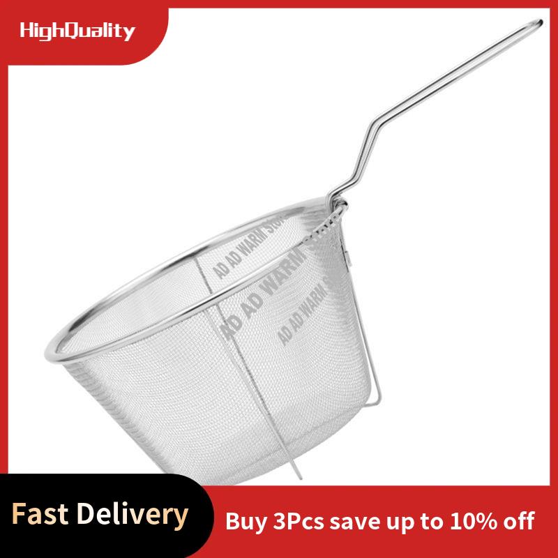 AD23-Folding Fry Basket Mesh Container 7 Inch Foldable Deep Fryer Basket With Handle For Frying And Food Presentation