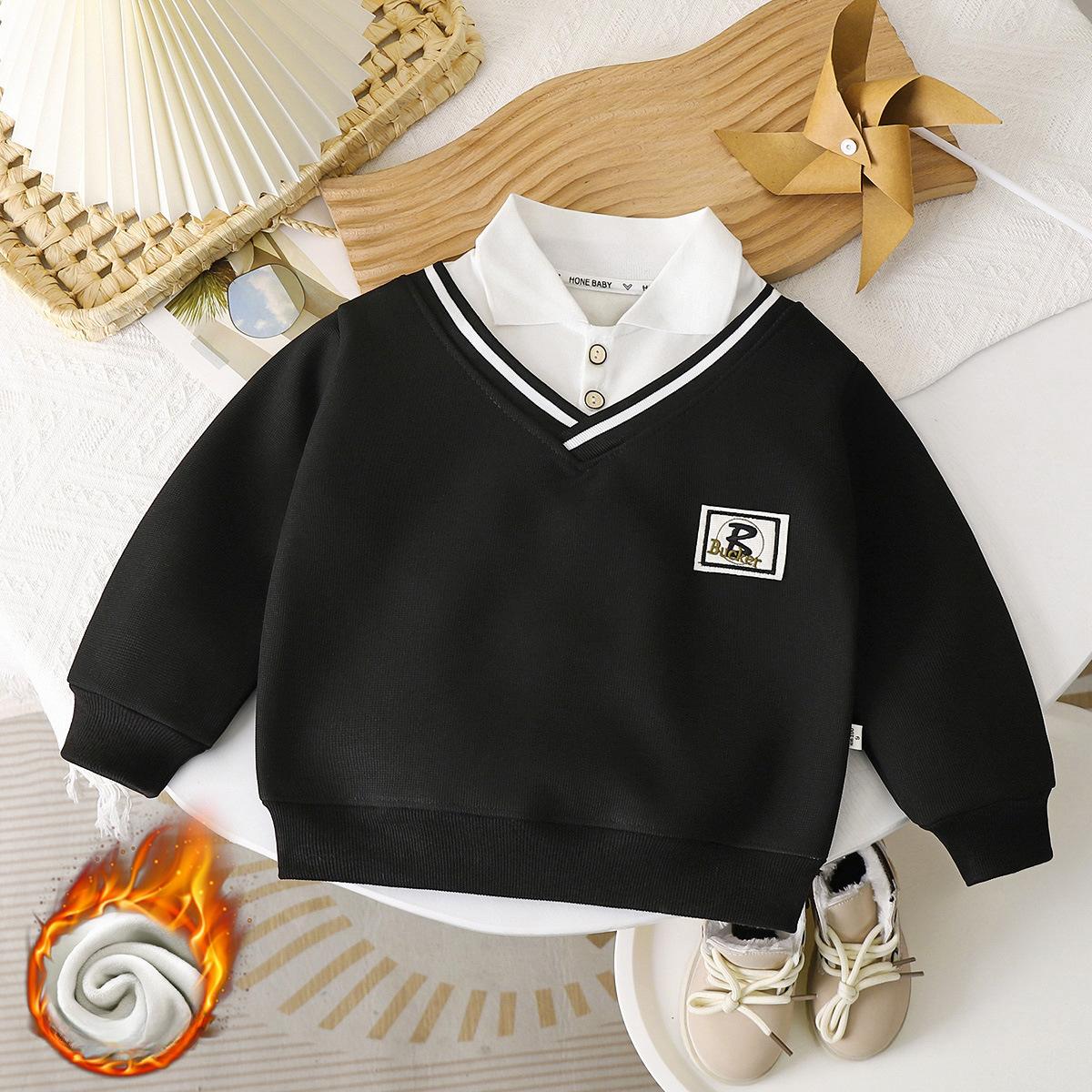 

Весняні та осінні светри для хлопчиків, дитячі сорочки ПОЛО, дитячі підробки з двох частин 140 чорний оливкового кольору