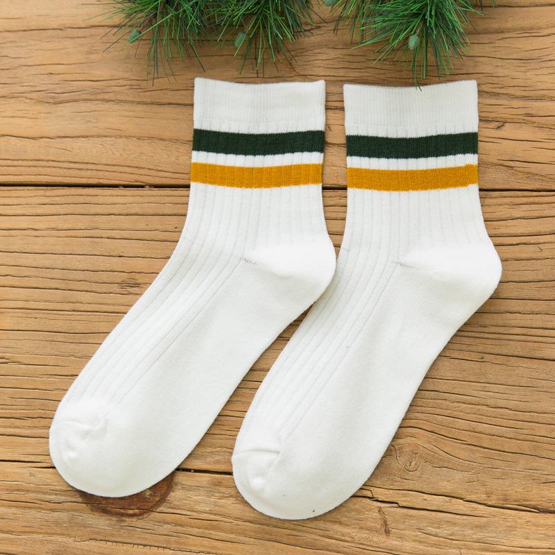 DOIAESKV  Cotton Men's Socks Casual Breathable Socks High Quality Man Solid Long Socks Striped Socks for Couple EU 39-44