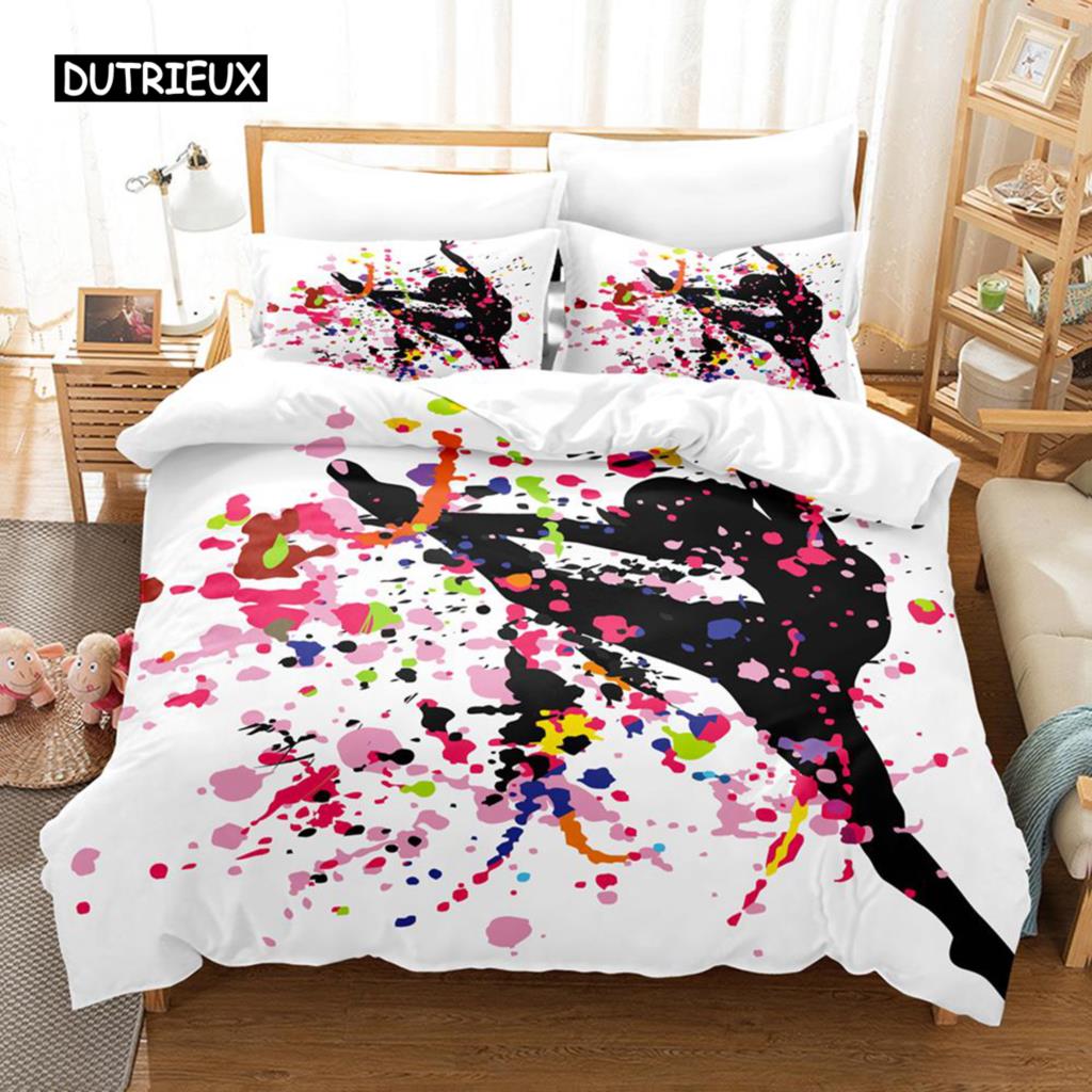 

Комплект постельного белья для девочек-балетниц, фиолетовый комплект постельного белья с изображением танцовщицы Эйфелевой башни для детей, размер King Size, мягкий полиэстеровый пододеяльник EU single(135x200cm)