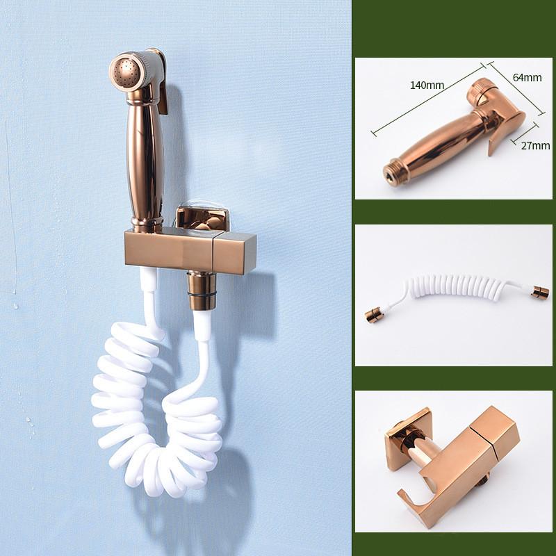 Hochwertiges Modernes Hotelgebrauch Messing Wandmontiert Vertikaler Sprühkopf Badezimmer Bidet Sprühkopf Set Roségold Handheld Toiletten Sprühkopf