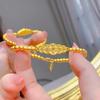 Golden Five Emperors Coins Beaded Bracelet: Retro Chinese Luxury with Auspicious Words Plaque