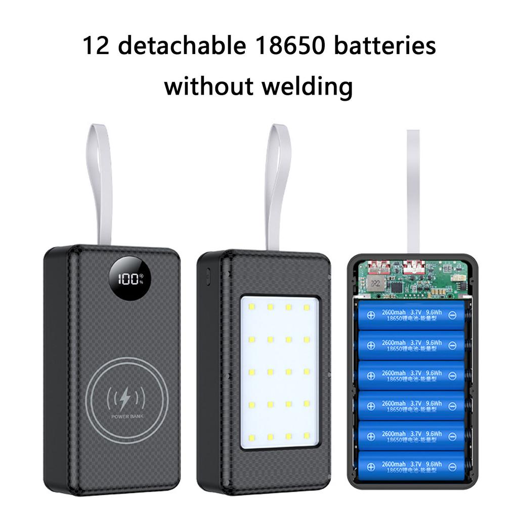 DIY Pudełko Ładowarki USB 18650 Bateria Power Case Wyświetlacz Cyfrowy Do Ładowania Baterii 12x18650 Zewnętrzna Obudowa USB QC3.0 PD22.5W