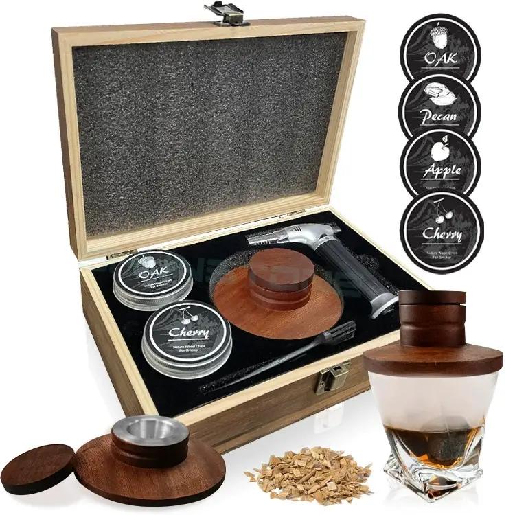 Cocktailfass Räucherinfusor-Set Old Fashioned Räuchergerät Whiskey Bourbon Getränk Mit 4 Edelstahl-Eiswürfeln Geschenke Für Männer
