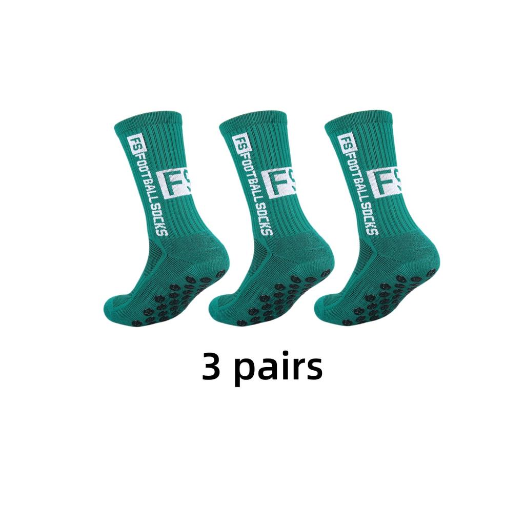 3 Pairs Non Slip Football Socks Mens Friction Gasket Tube Running Ice Snow Hiking Athletic Over Knee Stockings Basketball Socks