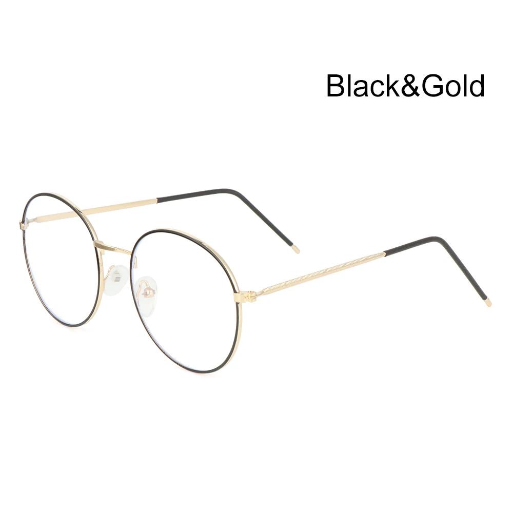 Fashion Anti-Blue Light Glasses For Women Men Round Glasses Computer Glasses Ultra Light Metal Frame Eyeglasses Optical Eyewear