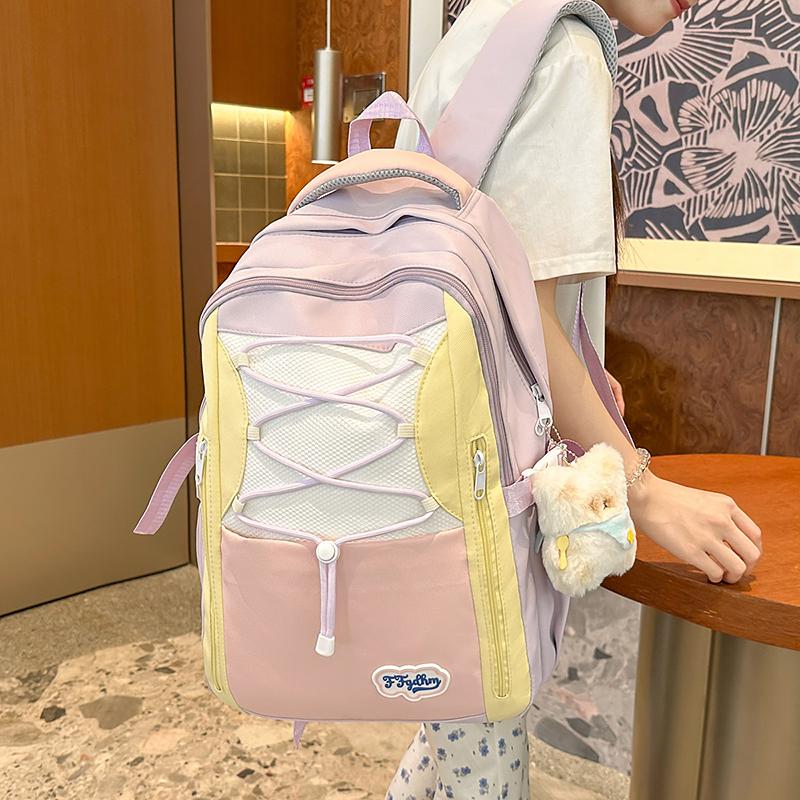 Kontrastfarbige Nähte Studenten-Schultasche Damen Leichter Reise-Rucksack