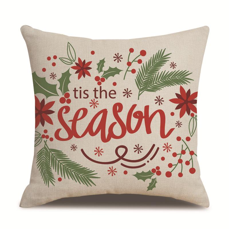 Christmas Bedroom Single-sided Pillowcase Living Room Linen Car Pillowcase Sofa Pillowcase Bedside Cushion Cover