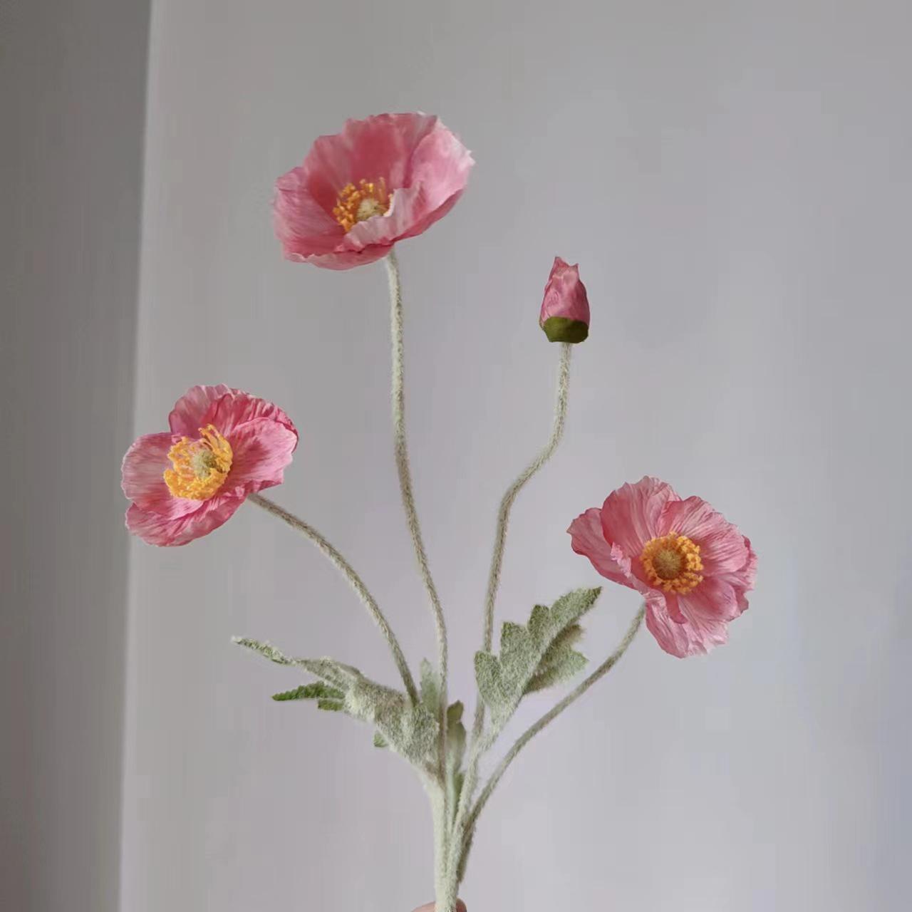 

Icelandic Poppy Velour Silk Flower, Coral Pink – Decorative Flower, 25 Colors Available