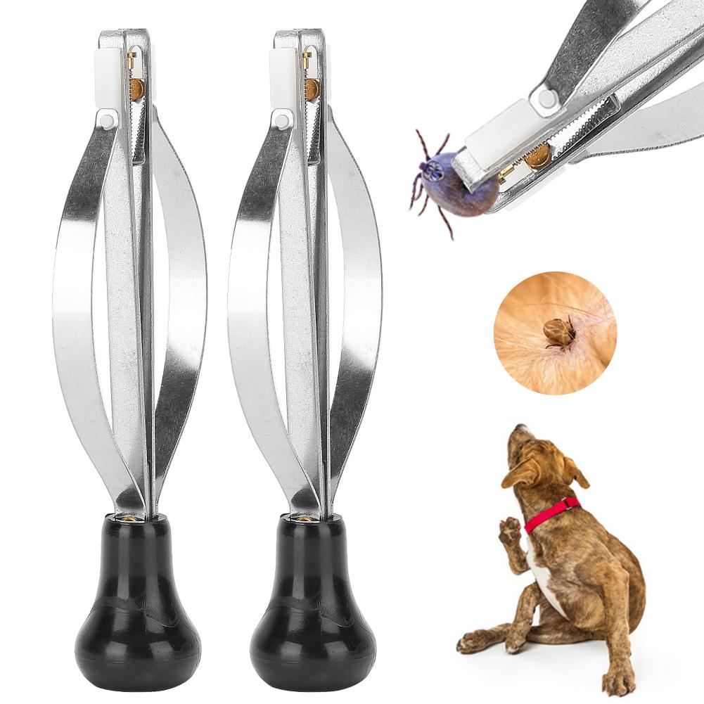 2PCS Stainless Steel Pet Lice Remover Flea Clip Tick Tweezers Picker Tool for Dogs Cats General
