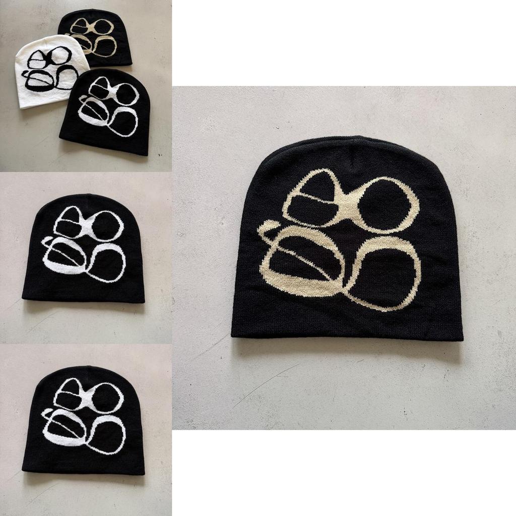 Korean Style High Top Knit Hat With Embroidered Letters For Autumn Winter Casual