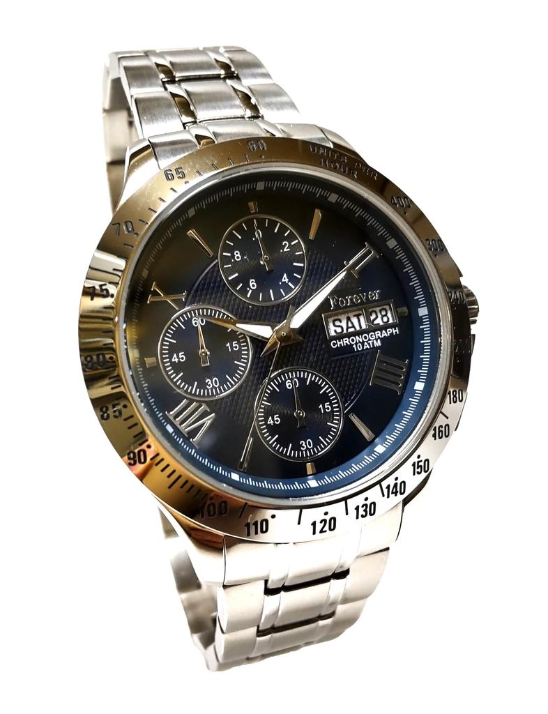 Pánské hodinky s chronografem a vysokou rychlostí, ukazatelem druhého dne, ukazatelem data, 10 ATM, vodotěsností, kalendářem a ukazatelem dne v týdnu, funkcí tachymetru FOREVER [Cenné]
