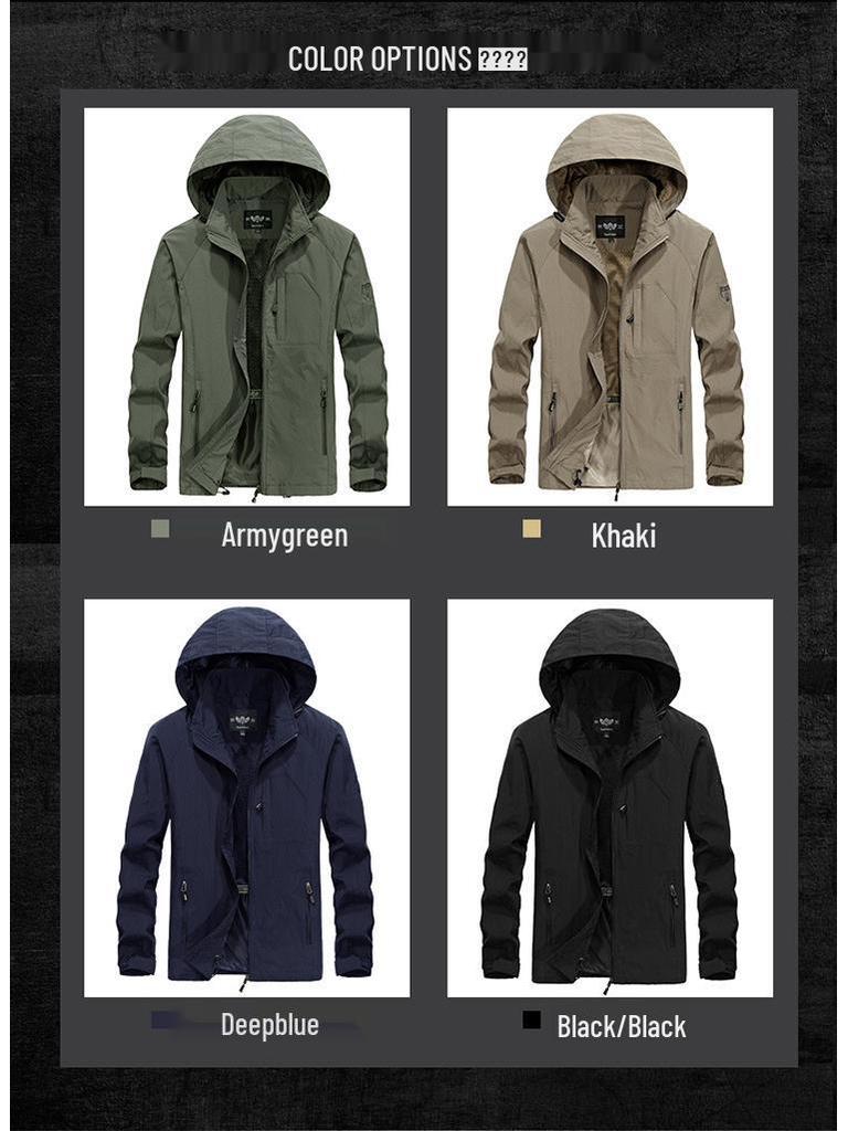 Men's Plus Size Outdoor Windbreaker Jacket - Single Layer Trench Coat for Mountaineering