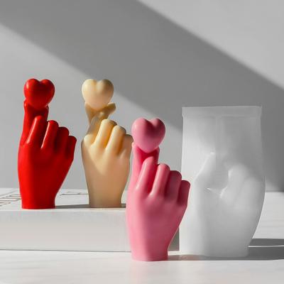 Stampo in Silicone Mano Cuore San Valentino Stampo Candela Cuore Antiaderente Fai da Te