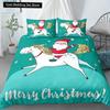 Merry Christmas King Queen Duvet Red Cartoon Santa Car Animals Bedding Set for Children Boy Girl Happy Holiday Theme Quilt Cover