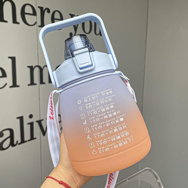 

1500 мл милая бутылка для воды для девочек с наклейками, соломенная большая чашка для живота, спортивная бутылка для кувшина для воды, детский женский чайник с ремешком D