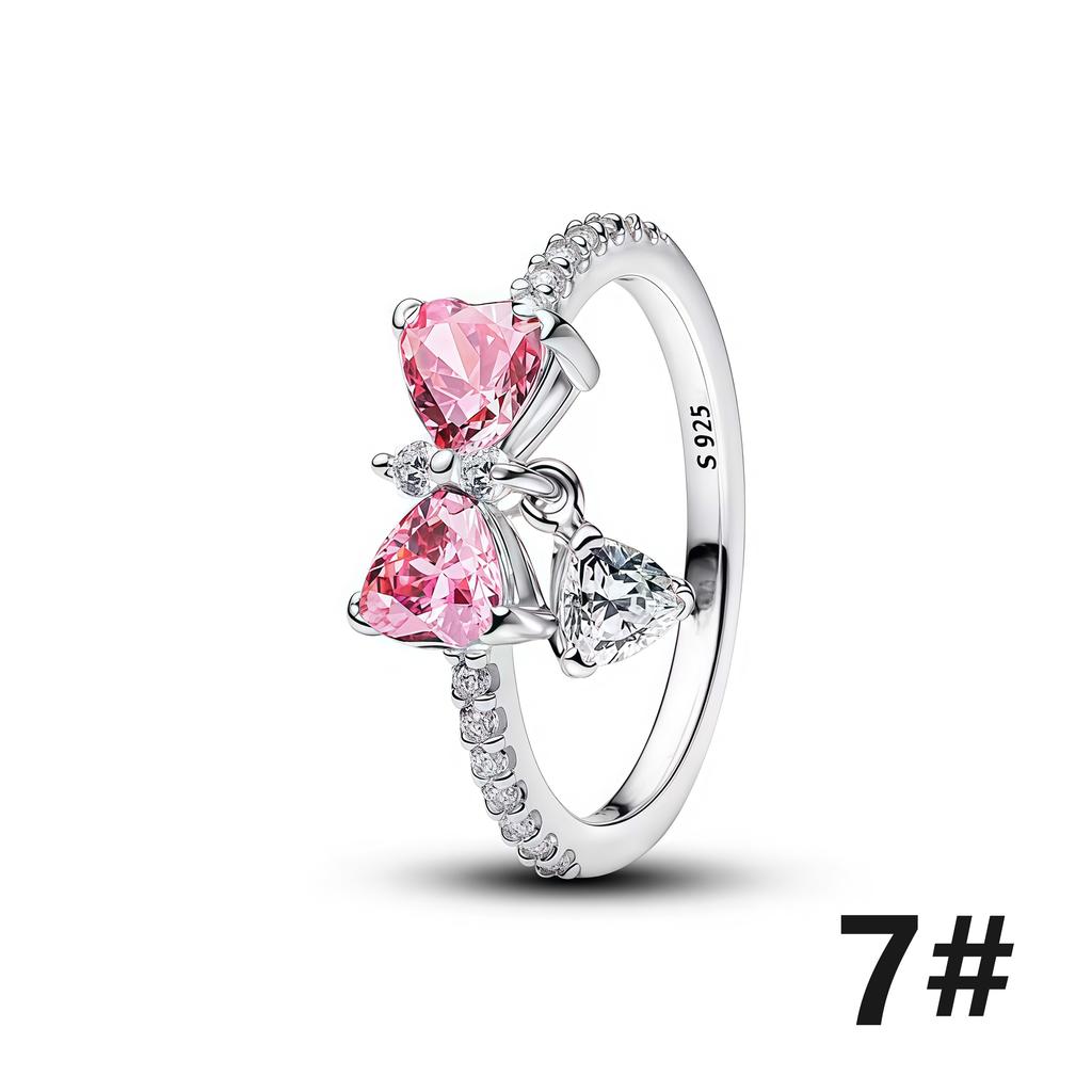 New S925 Silver Romantic Floral Lucky Clover Bowknot Gemstone Ring Stud Earring Necklace Bracelet Inlaid Gem Set Fashion Jewelry