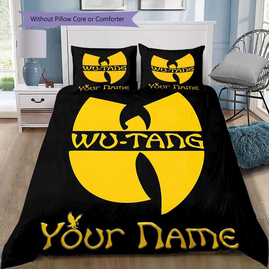 Benutzerdefinierte Name Wu-Tang Clan Bettwäsche, Steppbett-Set Steppbettbezug Kissenbezug Zuhause Geburtstagsgeschenk (1 Bettbezug + 2 Kissenbezüge, ohne Füllung)