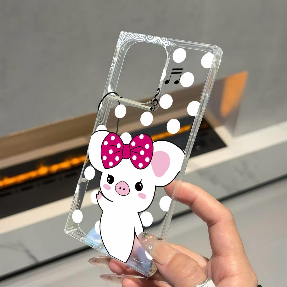 

Прозрачный квадратный чехол-накладка для iPhone 15 Plus 13 16 ProMax 14 Pro Max 11 12 Защита от кислорода, чехол с рисунком мини-свинки в горошек iphone 16