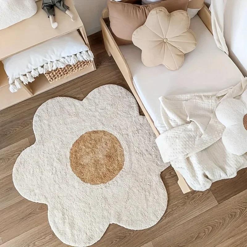 Moderne Onregelmatige Pluche Vloerkleed Zacht Pluizig Tapijt Voor Meisjes Slaapkamer Woonkamer Bankruimte Huisdecoratie Entree Deurmat 60cm 23.62inch