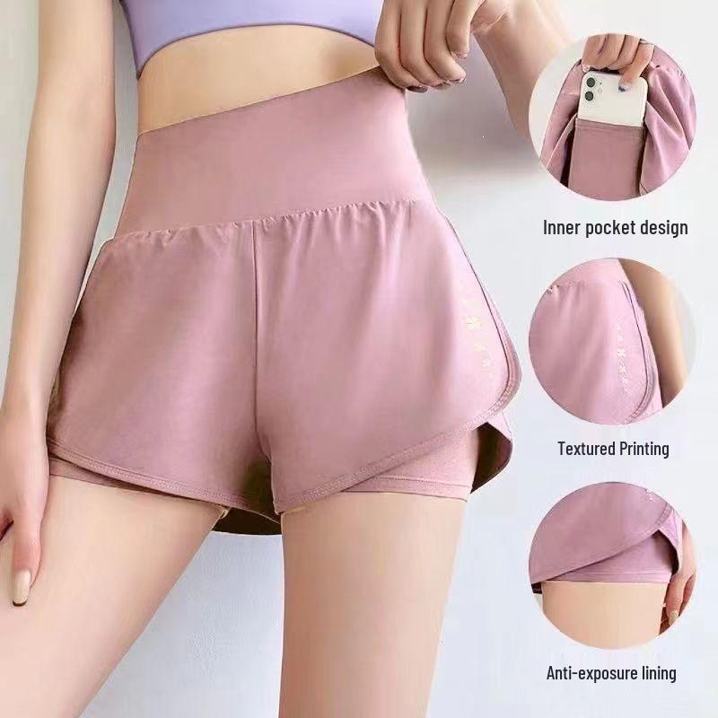 Women's Quick-Dry Yoga Pants with Built-In Shorts - Anti-Exposure, Summer Fitness, Running Training, 3/4 Length