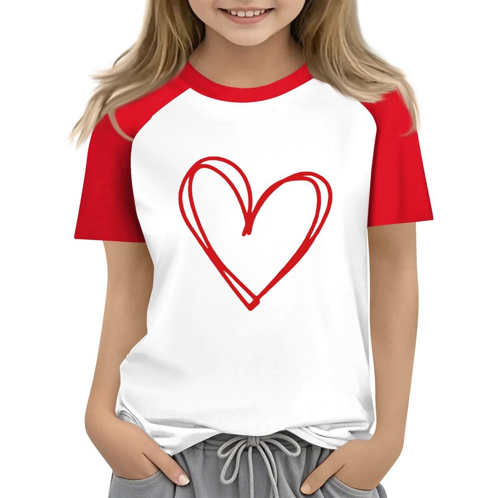 Oberteile für junge Mädchen 4-16 Jahre Rundhals Kurzarm Trendige Oberteile