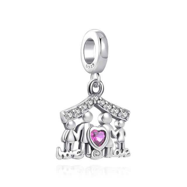 European 925 Silver Black Key Flower Pendant Fit Original Diy Bead Charm Armbånd Halskjede Trinket Smykker 925 Silver