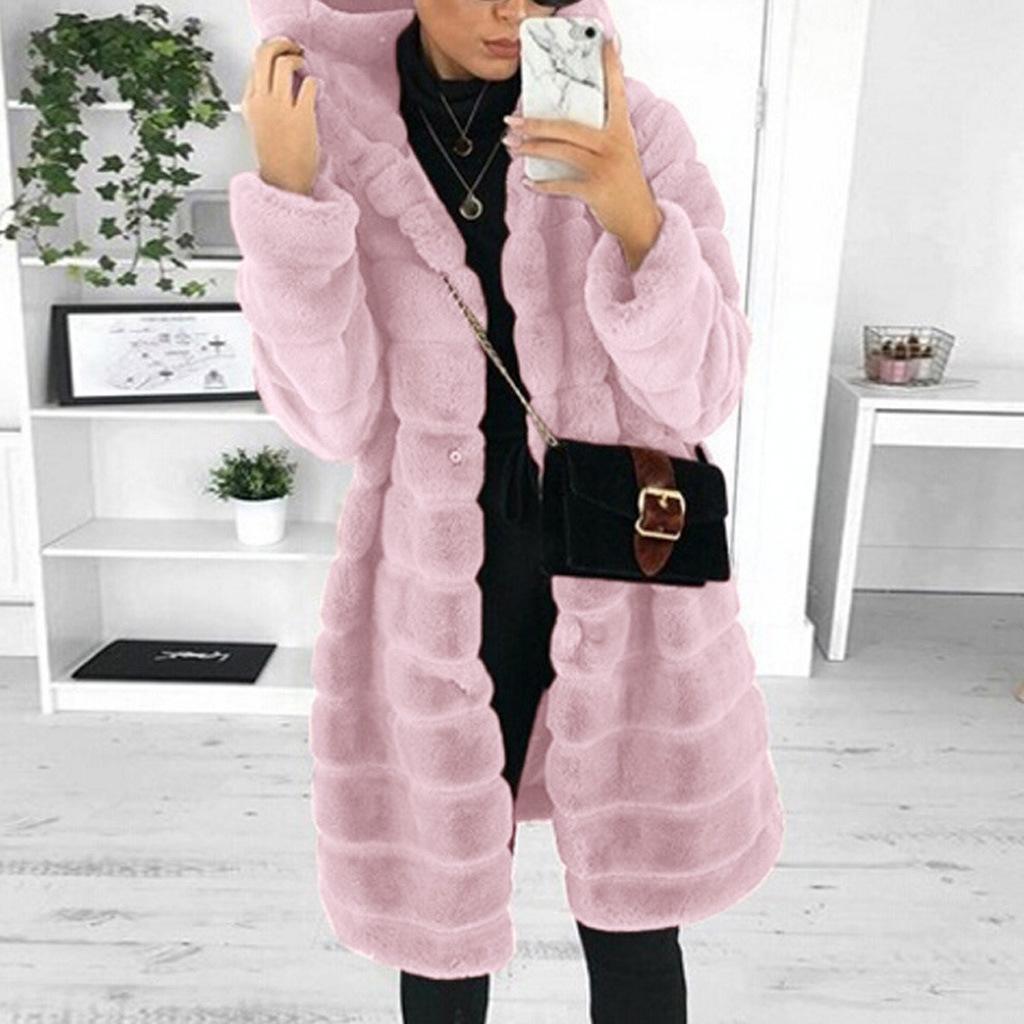 Women's Winter Mid-Length European & American Slim Faux Fur Coat