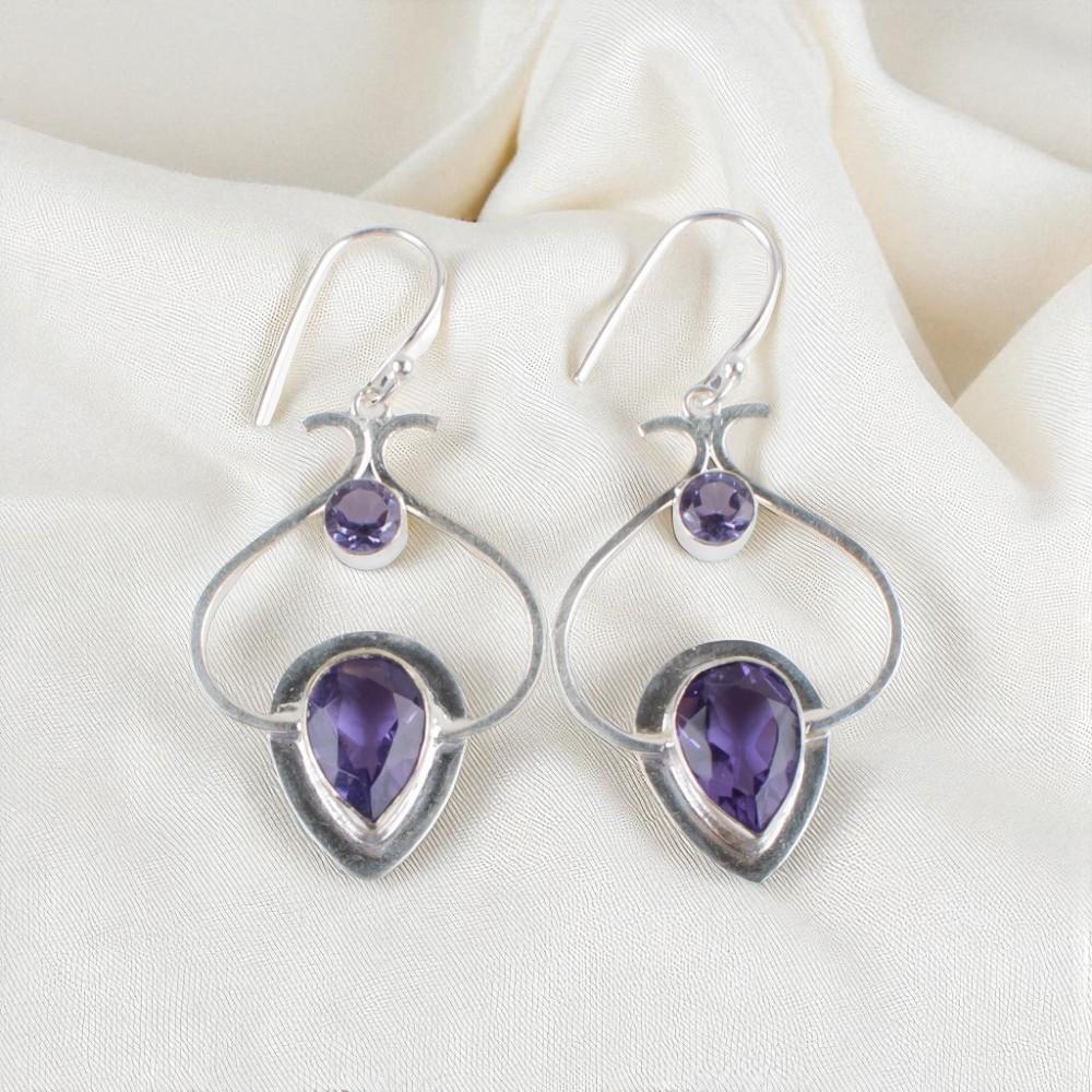 

Iolite Gemstone 925 Sterling Silver Jewelry Handmade Drop/Dangle Earrings 2.2 EE-80-8