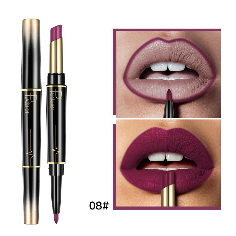 Dobbelhodet leppestift lipliner matt lipgloss 16 farger leppestift