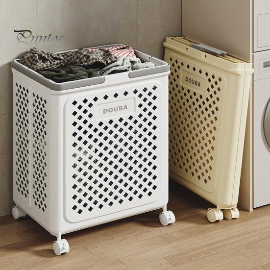 Foldable Laundry Basket with Wheels Large Capacity Hollow Breathable Rolling Laundry Basket Dirty Clothes Hamper
