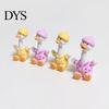Small Animal Decoration 4Pcs Mini Cartoon Duck Figurines, Cute Polka-dot Pajamas Statues, Multi-functional Car Accessory Macaron Ornaments for Console