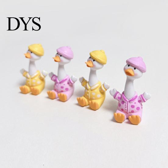 Small Animal Decoration 4Pcs Mini Cartoon Duck Figurines, Cute Polka-dot Pajamas Statues, Multi-functional Car Accessory Macaron Ornaments for Console